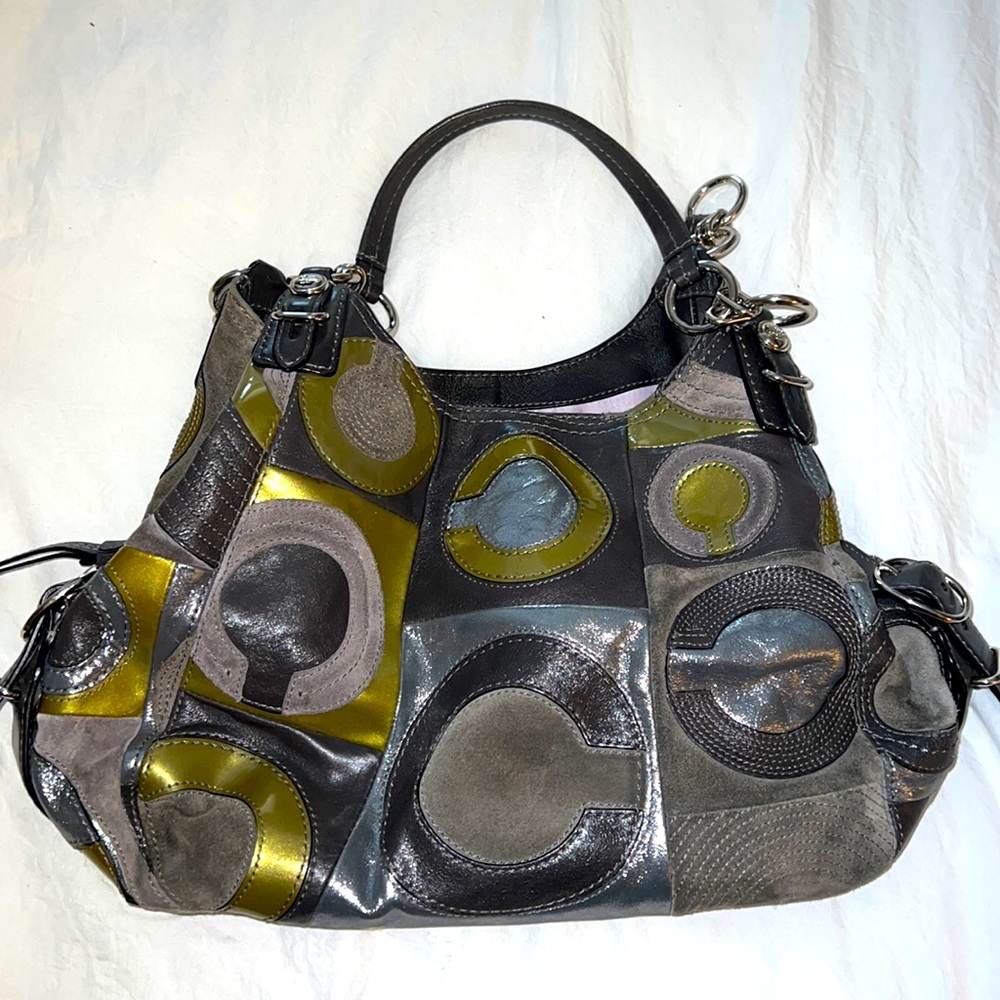 Grey metallic Coach bag